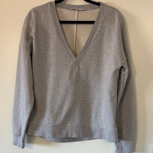 Tibi Light Gray V-Neck Sweatshirt
